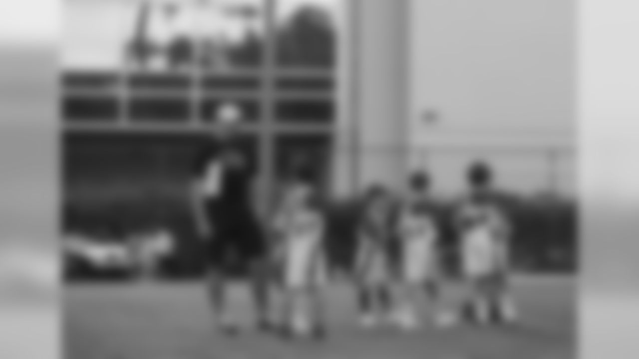 Drew Brees coaches flag football at an FNA event on September 6, 2019.