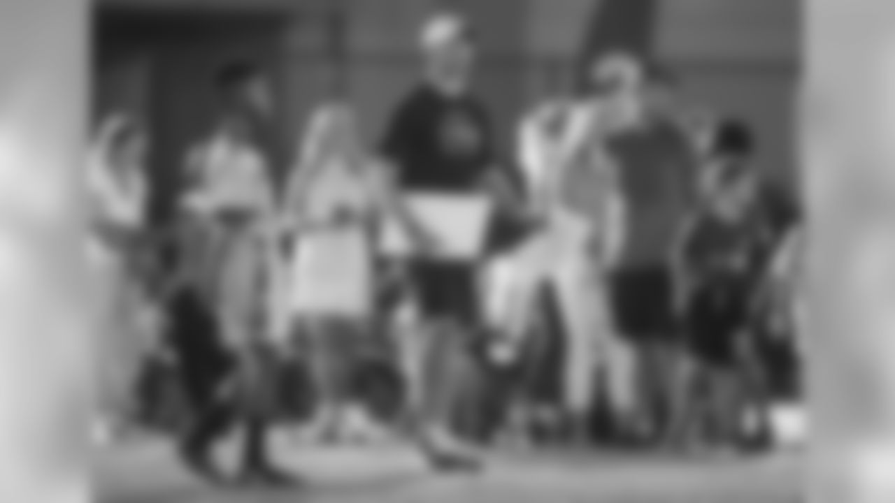 Drew Brees coaches flag football at an FNA event on September 6, 2019.