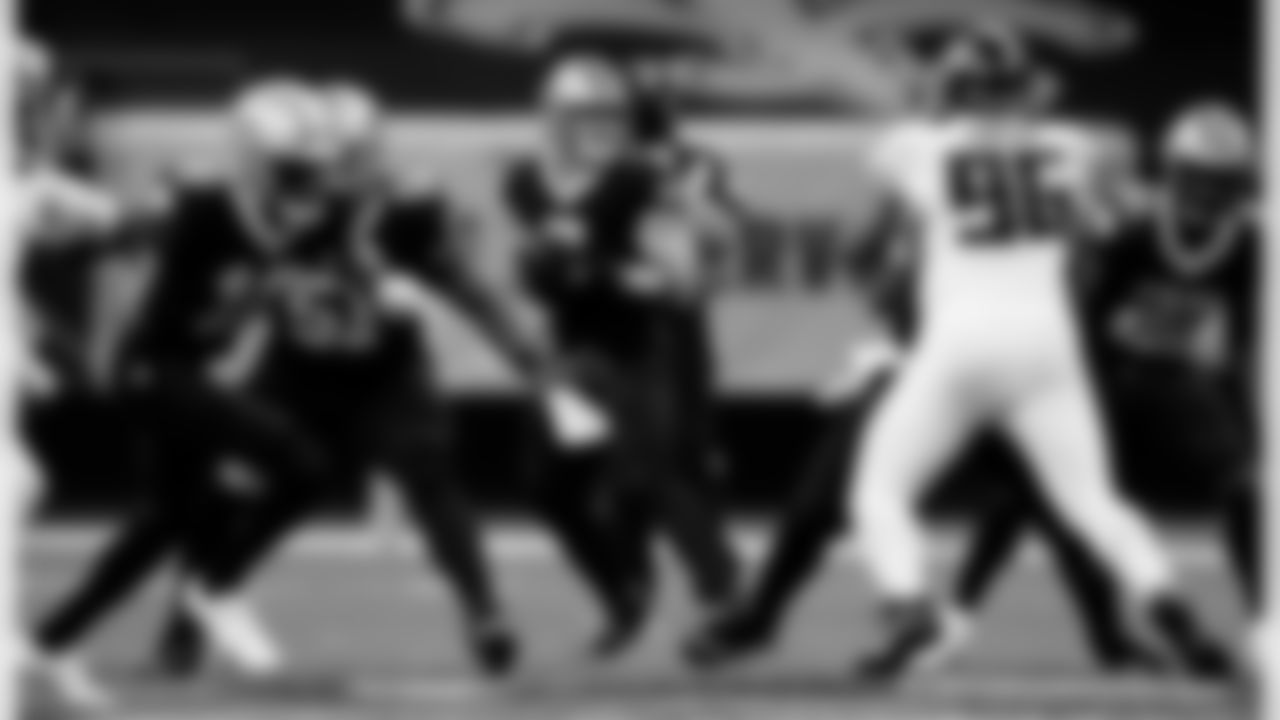 Game action photos from the New Orleans Saints vs. Atlanta Falcons matchup in Week 11 of the 2020 NFL season.