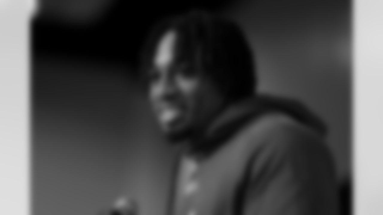 LSU linebacker BJ Ojulari speaks during a press conference on Wednesday, March 1, 2023 in Indianapolis, Indiana.