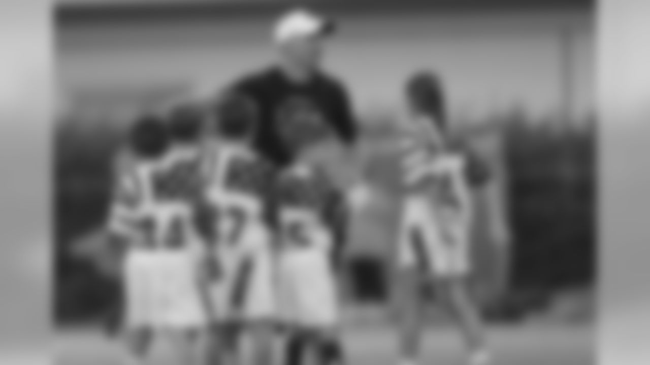 Drew Brees coaches flag football at an FNA event on September 6, 2019.