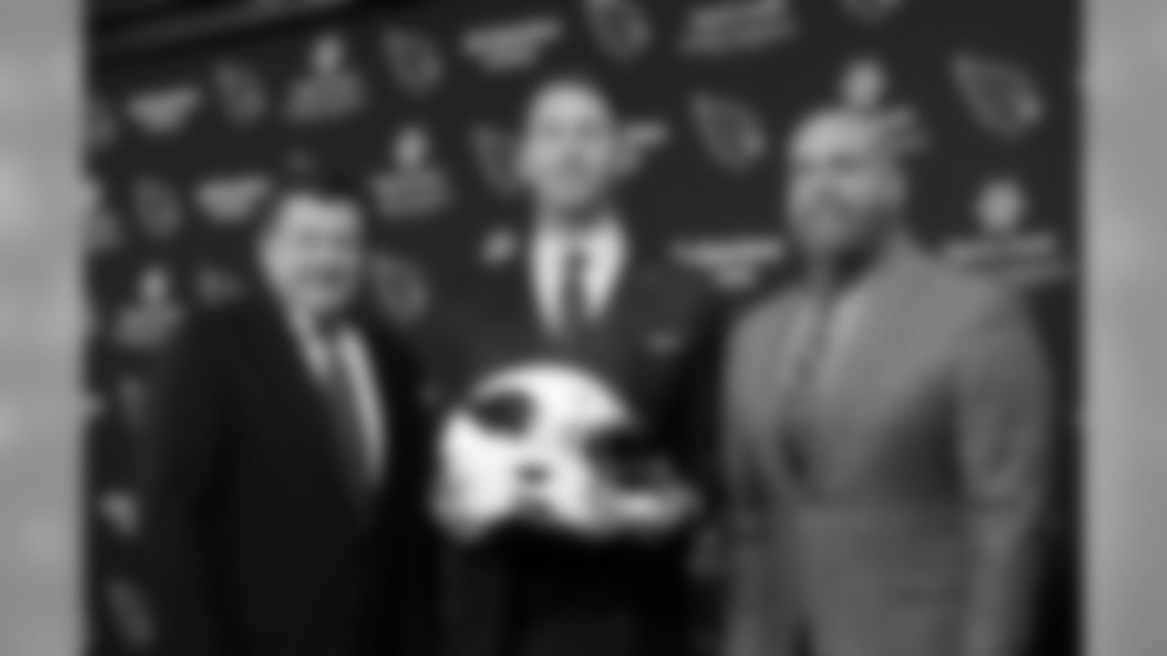 Week 8: The Arizona Cardinals owner Michael Bidwell, left, head coach Kliff Kingsbury, middle, and general manager Steve Keim