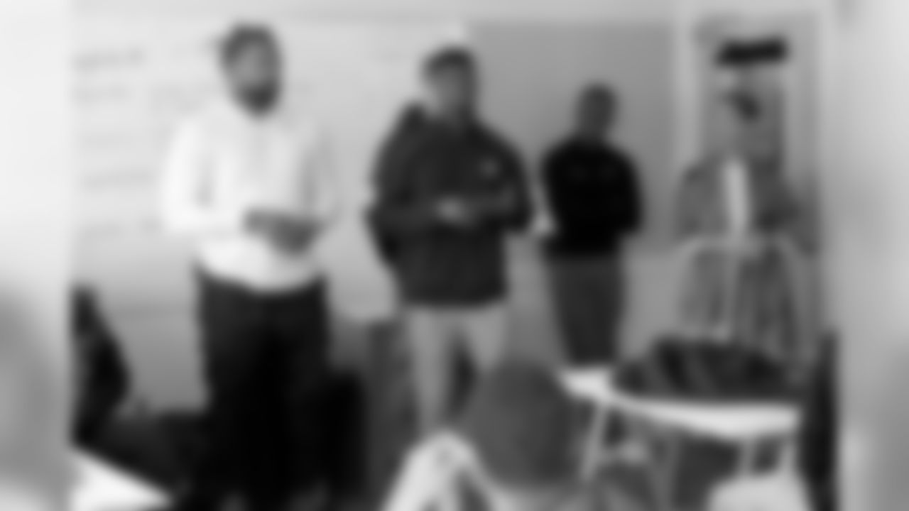 Demario Davis, as part of his efforts with the Players Coalition, visits the Rooted School along with six other members of the New Orleans Saints on Tuesday, December 3, 2019.