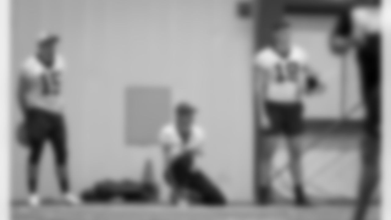 New Orleans Saints kickers John Parker Romo and Wil Lutz and punter Daniel Whelan look on during the team's 2022 OTA practices on May 25, 2022 at the Ochsner Sports Performance Center.
