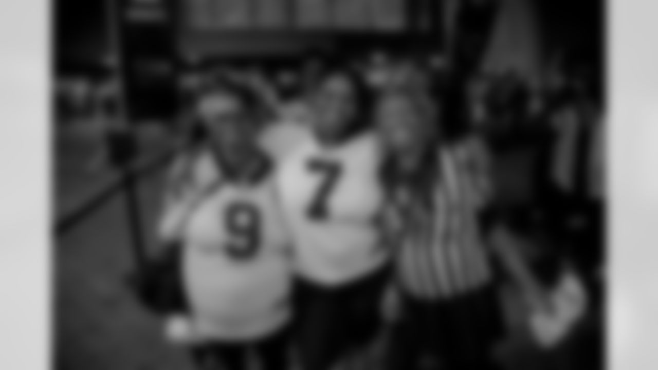 Saints fans get ready at Champions Square as the New Orleans Saints take on the Buffalo Bills in Week 12 on November 25, 2021 at the Caesars Superdome.