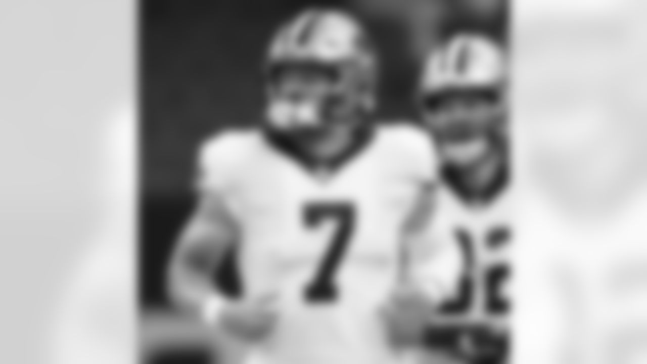 The New Orleans Saints prepare to host the Jacksonville Jaguars during pregame warmups ahead of Preseason Week 2 at the Caesars Superdome on August 23, 2021.