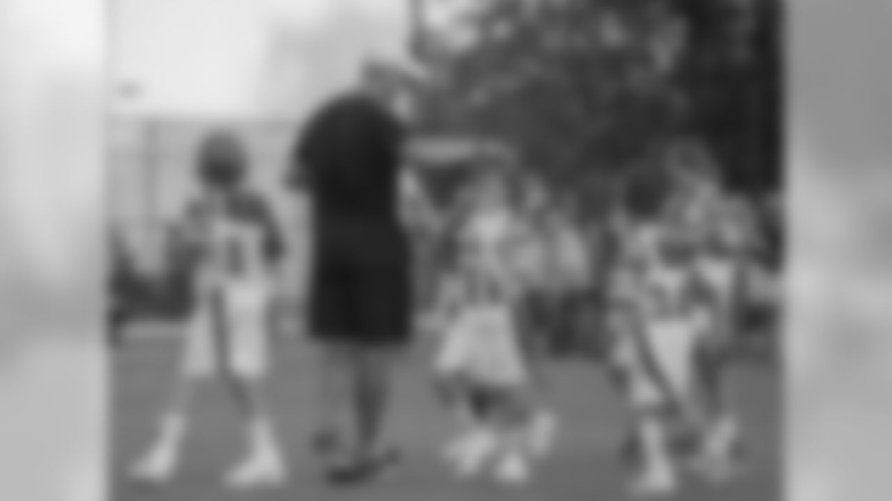 Drew Brees coaches flag football at an FNA event on September 6, 2019.