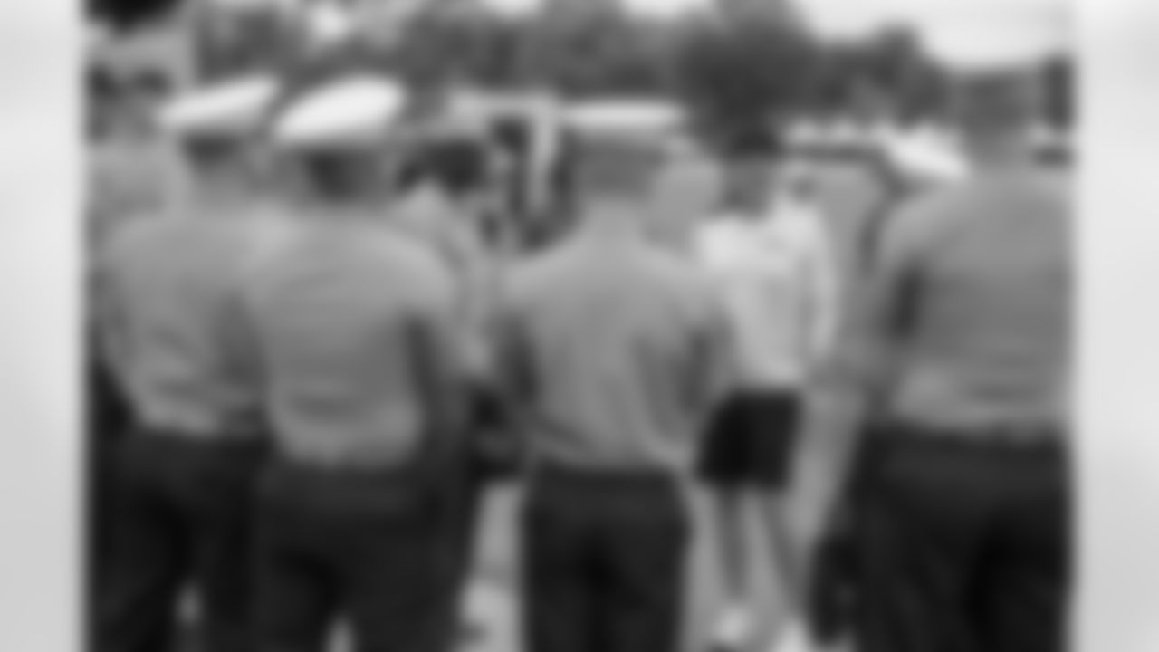 New Orleans Saints head coach Dennis Allen extended an invitation to local Marines from the Fourth Marine Division in Algiers to discuss leadership at the NFL level and watch Training Camp practice on Thursday, August 11, 2022.