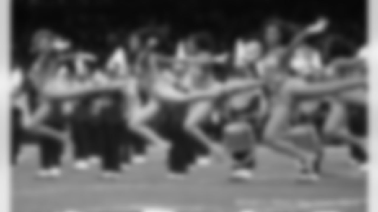 The New Orleans Saints Cheer Team and in-game performers entertain fans during the Thanksgiving Week 12 matchup against the Buffalo Bills.