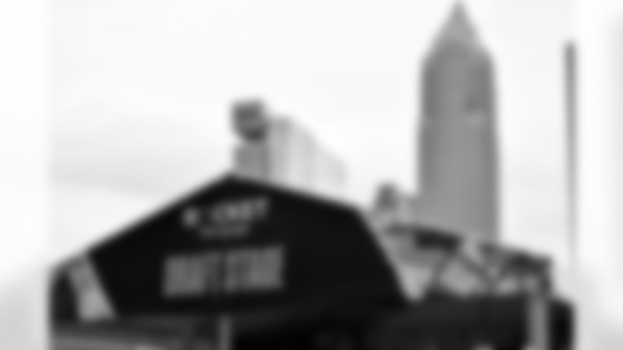 General overview of the stage ahead of the NFL Draft, Wednesday, April 28, 2021 in Cleveland. (Alika Jenner/NFL)