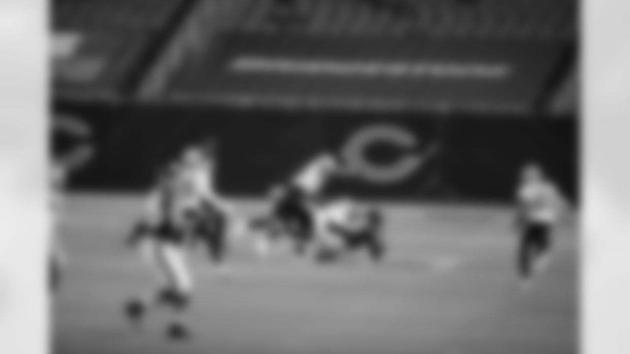 Game action photos from the New Orleans Saints at Chicago Bears matchup in Week 8 of the 2020 NFL season.