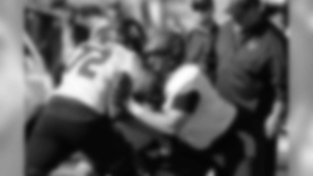 OT Alex Cappa of Humboldt State (R) Brandon Parker of North Carolina A&T