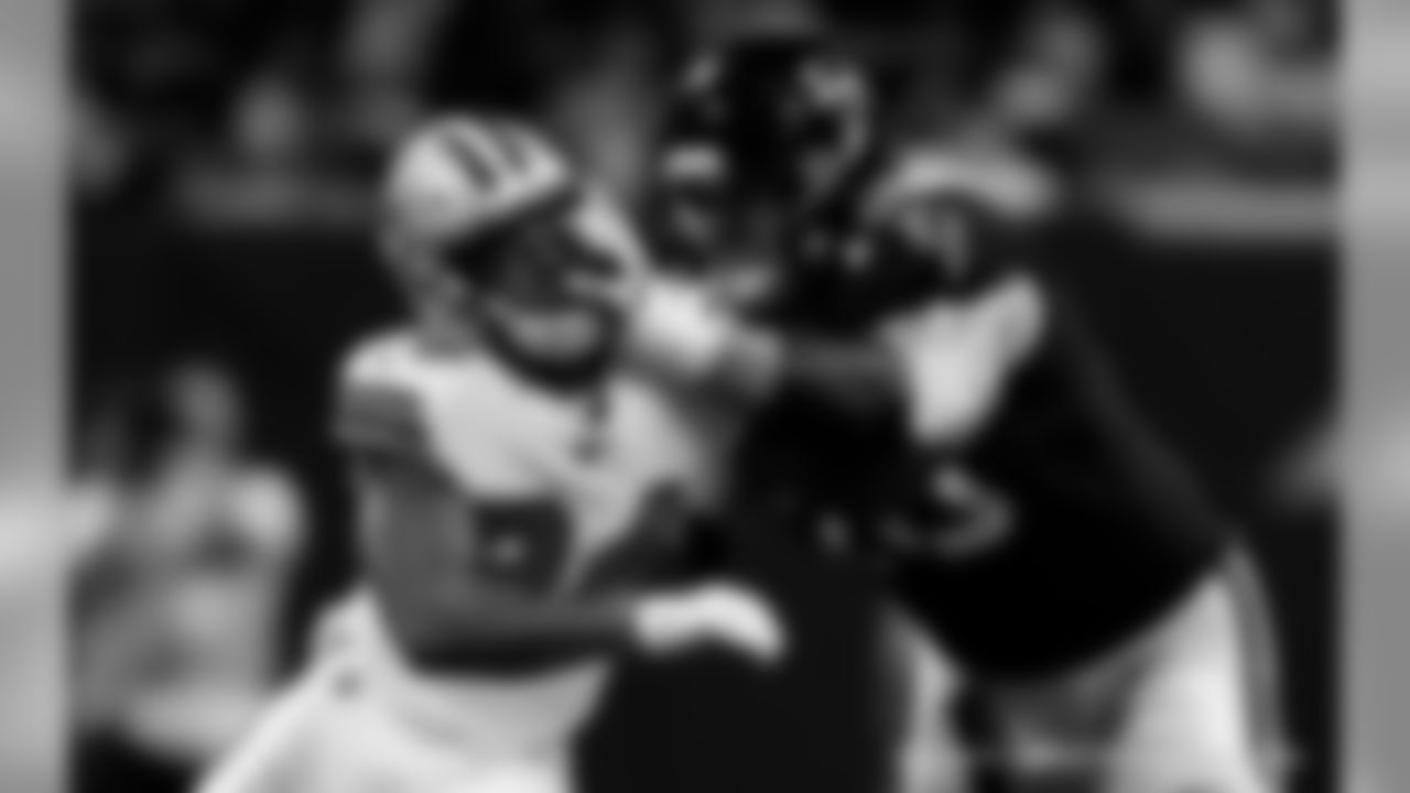 Game action photos from Thursday Night Football on Thanksgiving night 2019 as the New Orleans Saints defeated the Atlanta Falcons in week 13 at Mercedes-Benz Stadium.