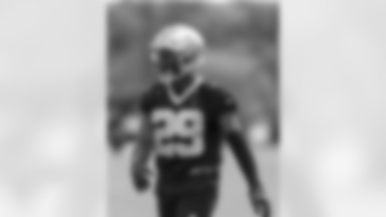 New Orleans Saints defensive back Paulson Adebo gets ready for a play during the team's 2022 OTA practices on May 26, 2022 at the Ochsner Sports Performance Center.