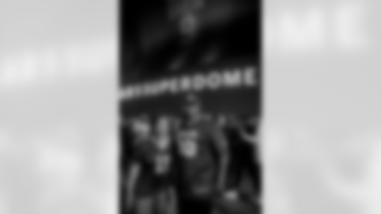Saints fans get ready at Champions Square as the New Orleans Saints take on the Buffalo Bills in Week 12 on November 25, 2021 at the Caesars Superdome.