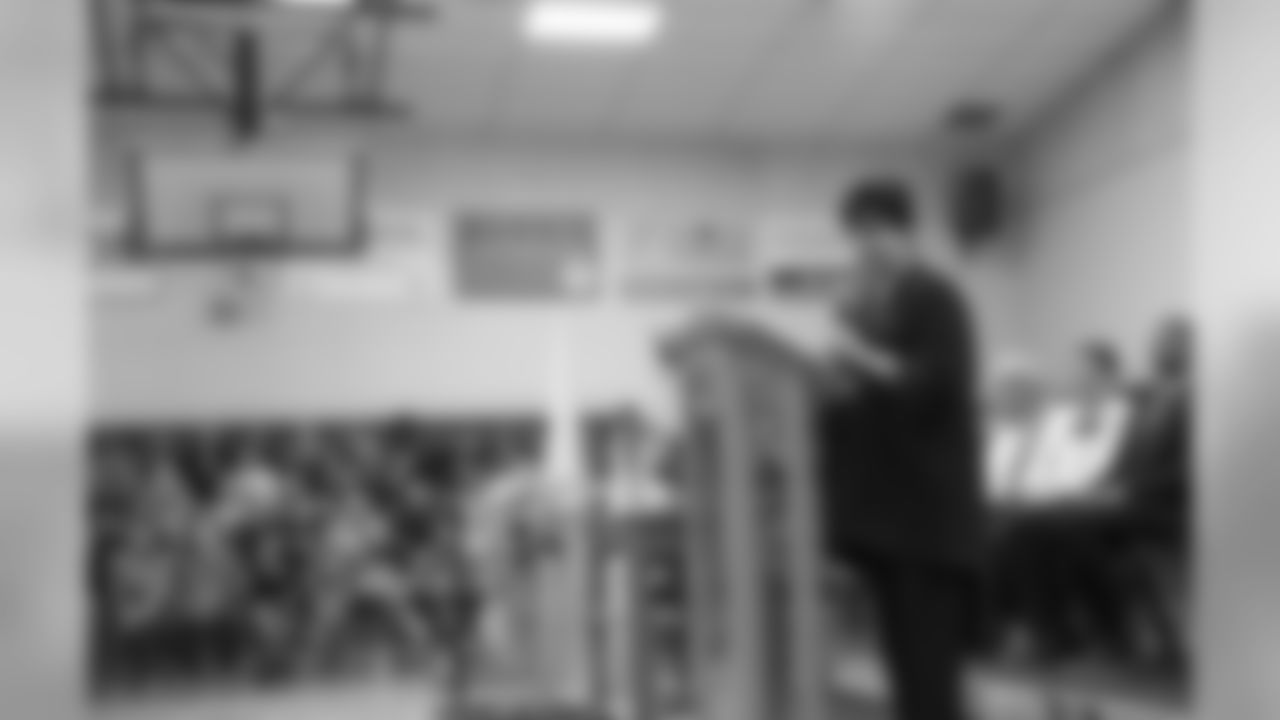 Mrs. Benson visits Castor High School and will be donating to the renovation of the Elementary School.
