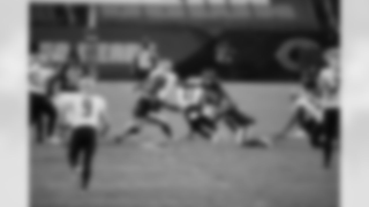 Game action photos from the New Orleans Saints at Chicago Bears matchup in Week 8 of the 2020 NFL season.