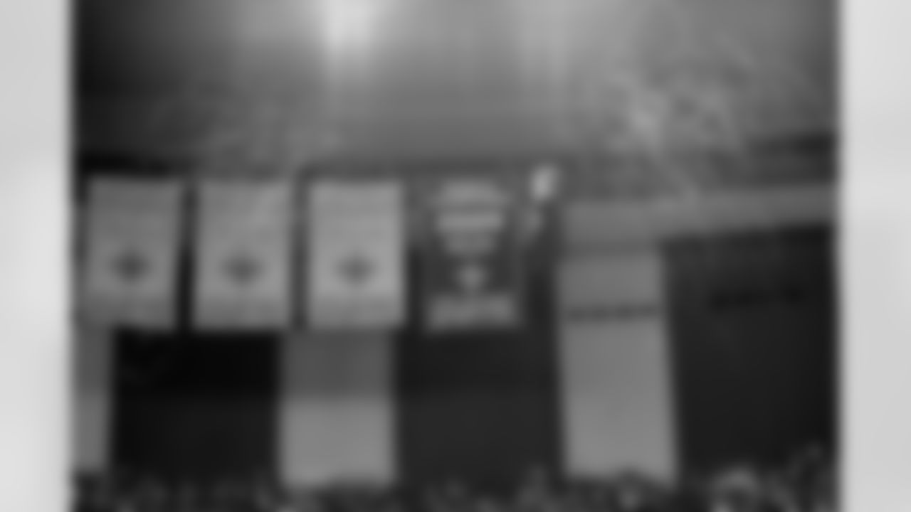 The Saints World Champions Banner is unveiled prior to the regular-season opener against the Vikings on Sept. 9.
