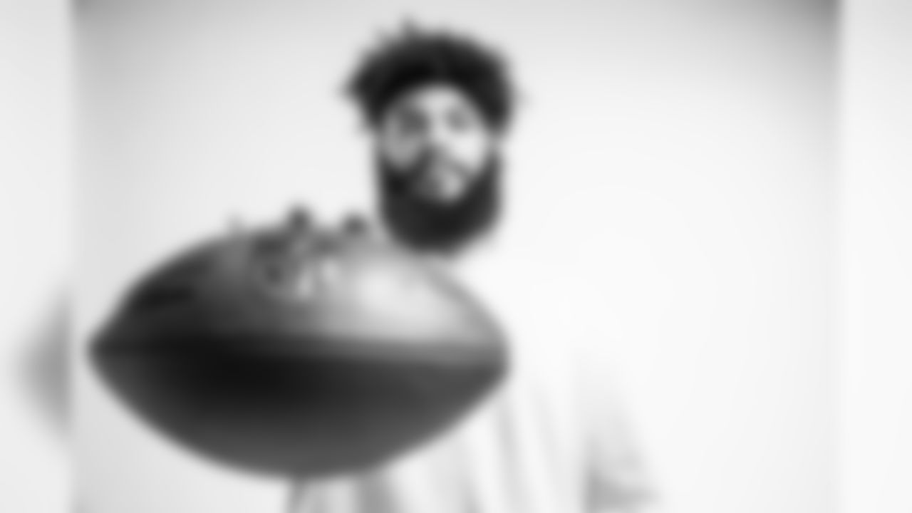 Portrait of Oklahoma offensive lineman Cody Ford at the NFL Combine, Wednesday, Feb. 28, 2019, in Indianapolis. (Todd Rosenberg/NFL)