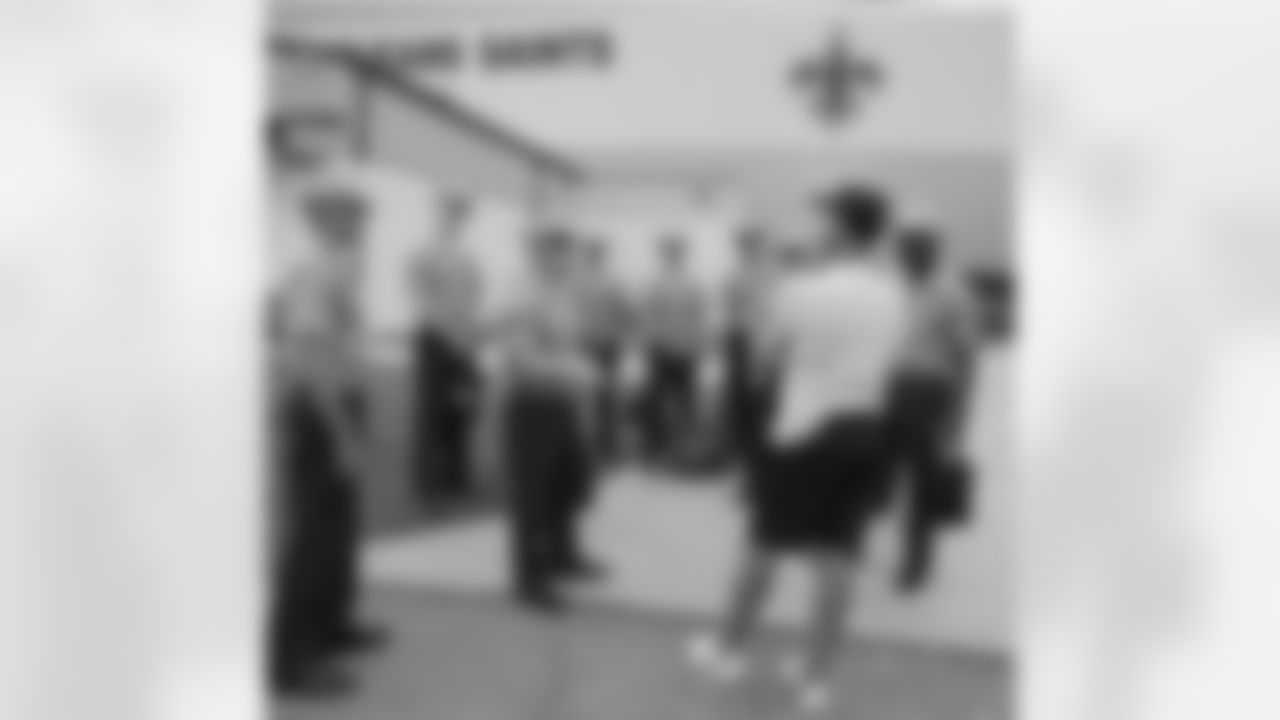 New Orleans Saints head coach Dennis Allen extended an invitation to local Marines from the Fourth Marine Division in Algiers to discuss leadership at the NFL level and watch Training Camp practice on Thursday, August 11, 2022.