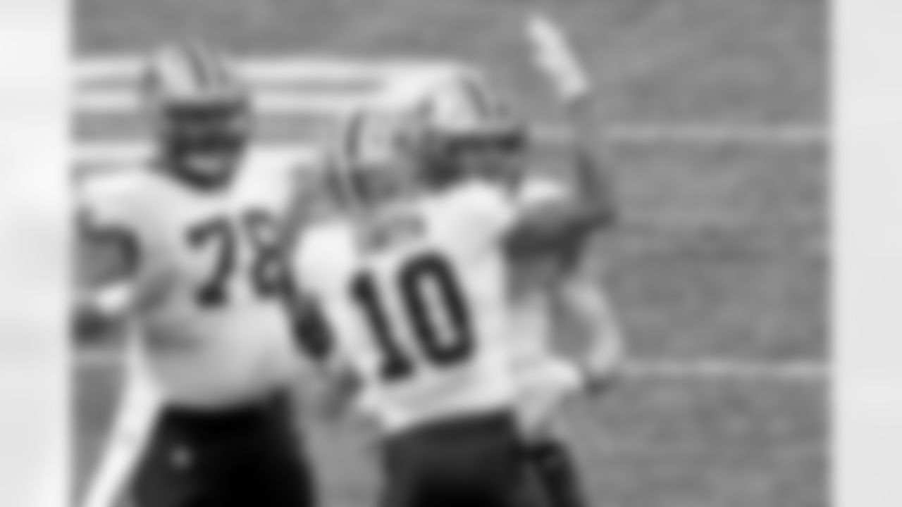 Game action photos from the New Orleans Saints vs. Atlanta Falcons matchup in Week 13 of the 2020 NFL season.