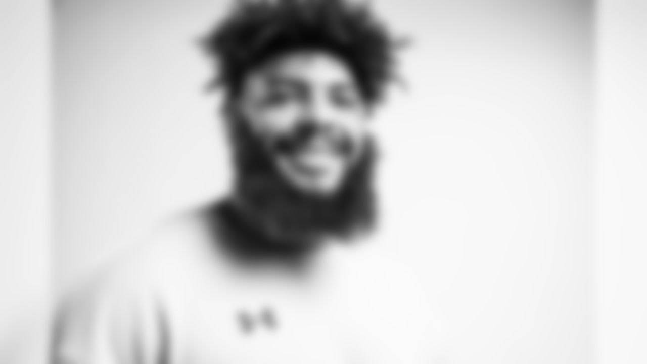 Portrait of Oklahoma offensive lineman Cody Ford at the NFL Combine, Wednesday, Feb. 28, 2019, in Indianapolis. (Todd Rosenberg/NFL)