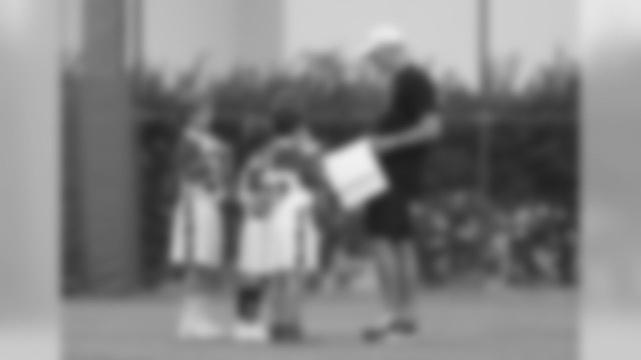 Drew Brees coaches flag football at an FNA event on September 6, 2019.