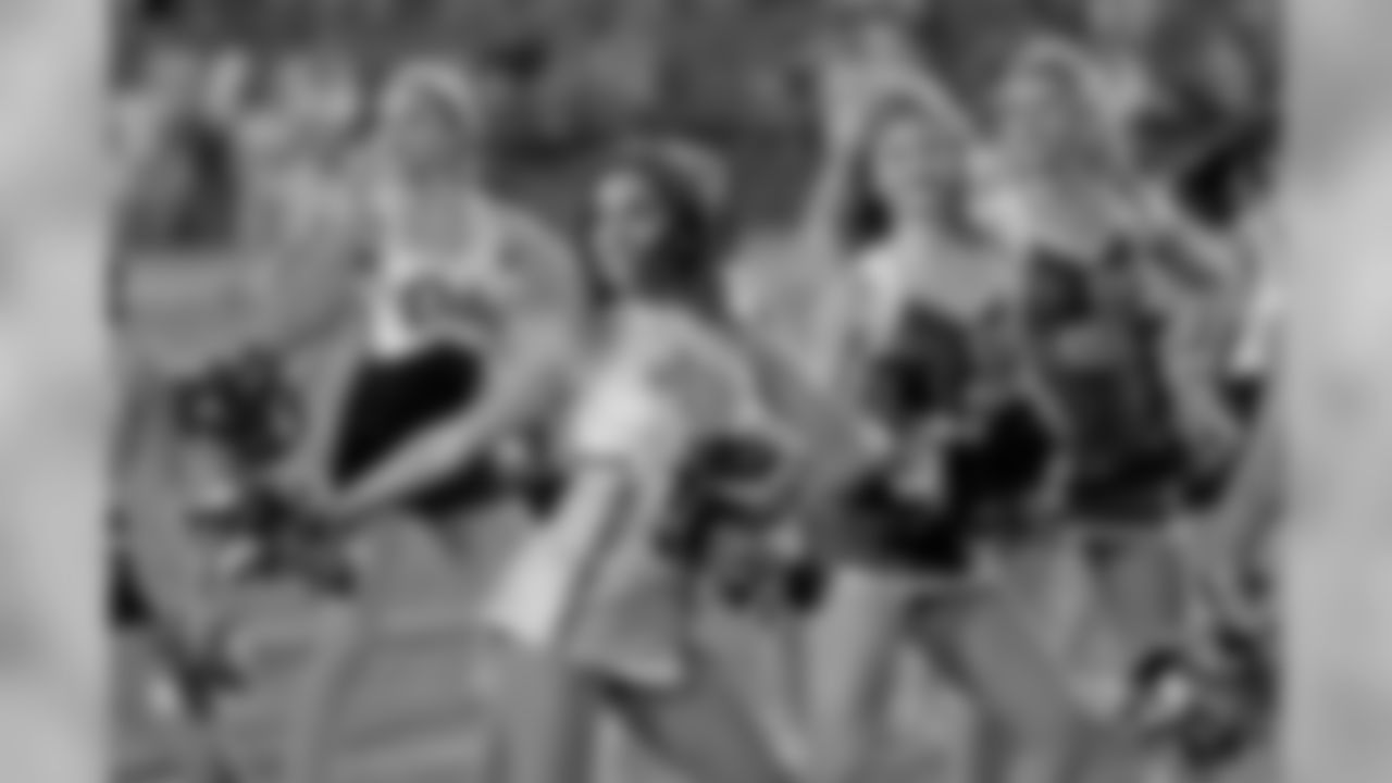 The Saintsations perform with the dance team from both schools at halftime during the NFL100 Fantennial game between Brother Martin and Jesuit at Tad Gormley Stadium on Friday, September 27, 2019. (Photo by Michael DeMocker)