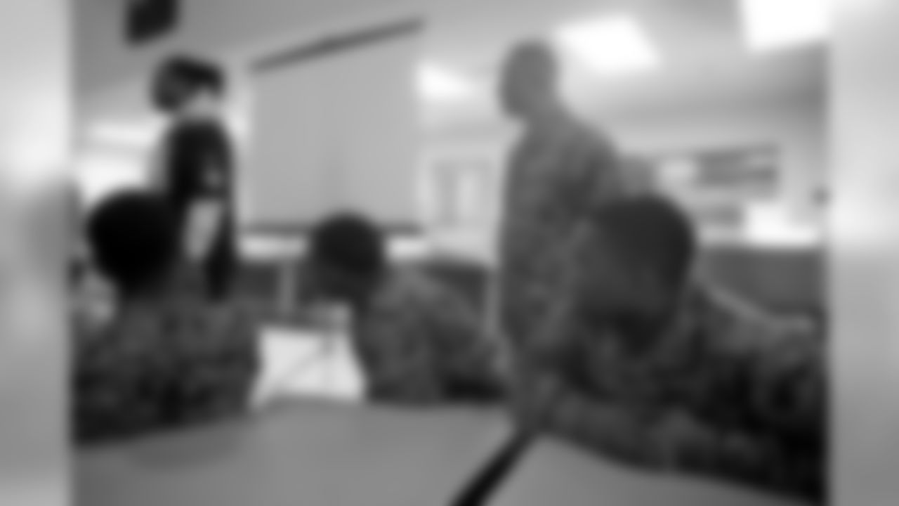 New Orleans Saints defensive end Cameron Jordan visits the New Orleans Military &Maritime Academy in Algiers to talk to students about respect and discipline and to participate in a Play 60 Military Combine on Tuesday, November 12, 2019. (Photo by Michael DeMocker)