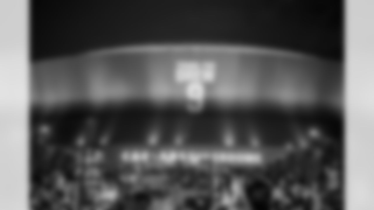 Saints fans get ready at Champions Square as the New Orleans Saints take on the Buffalo Bills in Week 12 on November 25, 2021 at the Caesars Superdome.