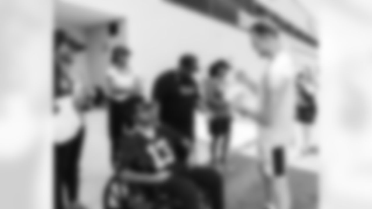 The New Orleans Saints hosted Jazmon from Make A Wish at Training Camp practice on August 6, 2023. Jazmon was able to spend time with his favorite player Michael Thomas and throw him a pass in addition to greeting Dennis Allen and several Saints players following workouts.