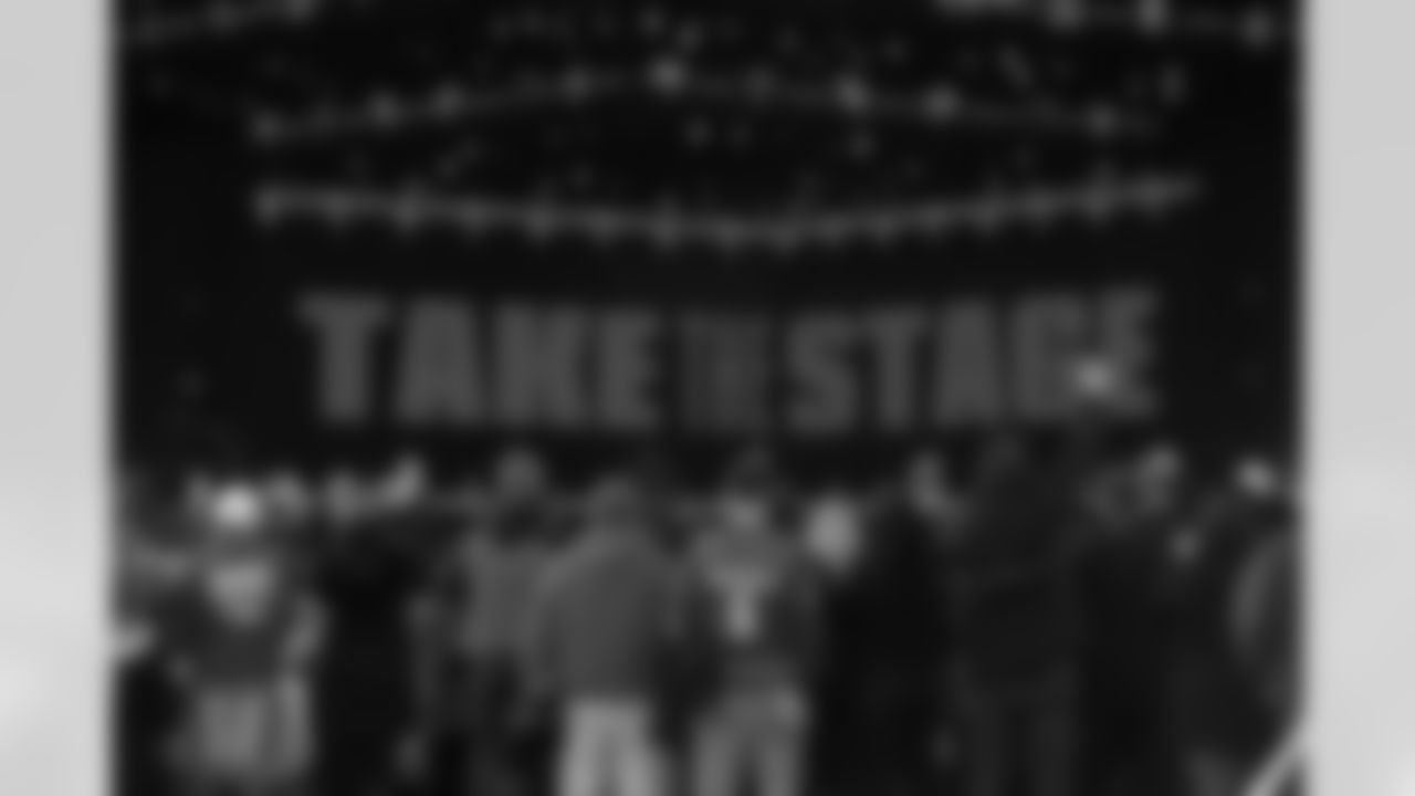 A general view of fans and the draft stage during the 2021 NFL Draft on Friday, April 30, 2021 in Cleveland, Ohio. (Maddie Washburn/NFL)