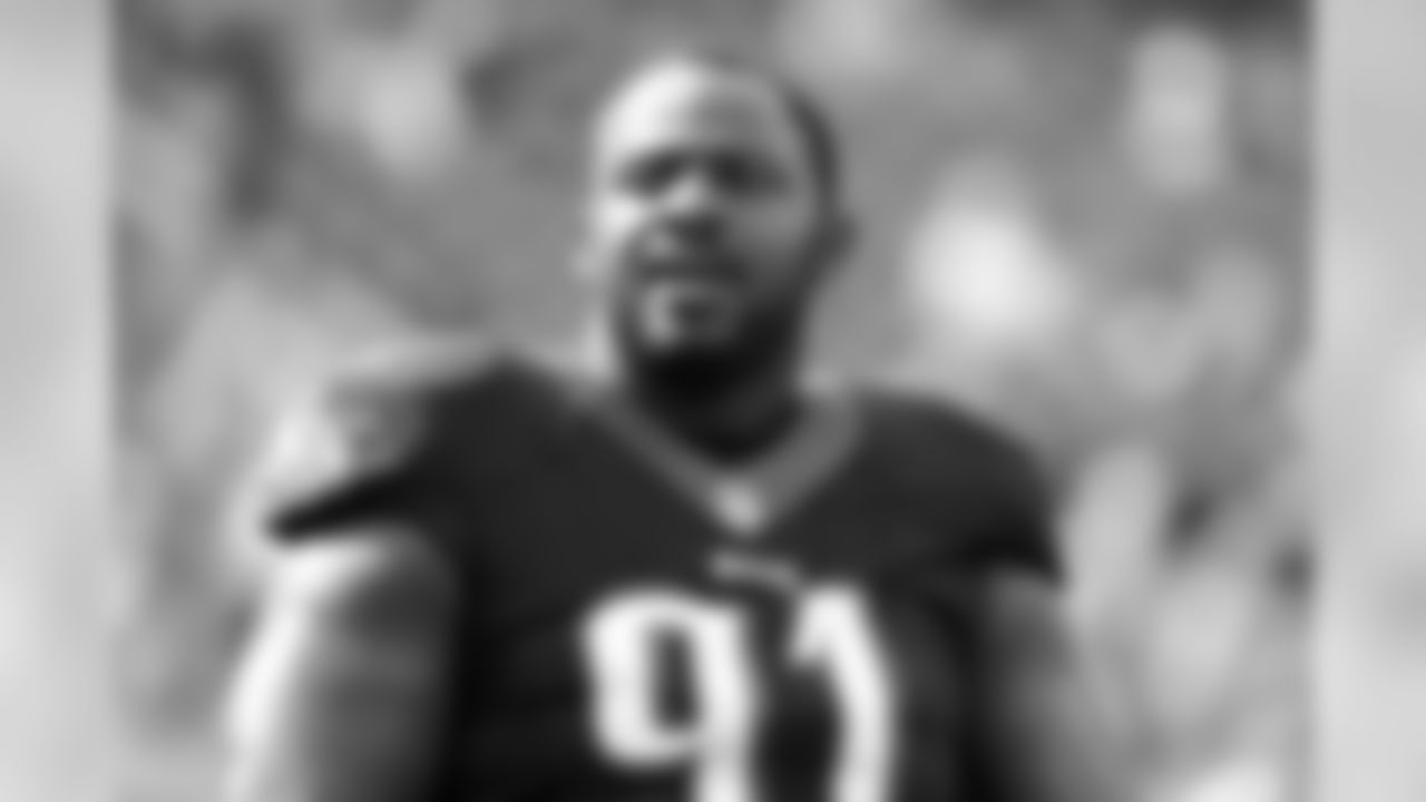 Philadelphia Eagles defensive tackle Fletcher Cox (91) looks on prior to the NFL football game against the Minnesota Vikings, Sunday, Oct. 23, 2016, in Philadelphia. The Eagles won 21-10. (AP Photo/Chris Szagola)