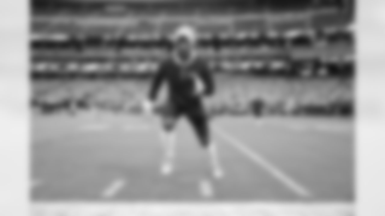 The Seattle Seahawks warmup for the 2021 preseason game against Las Vegas Raiders on August 14 at Allegiant Stadium.