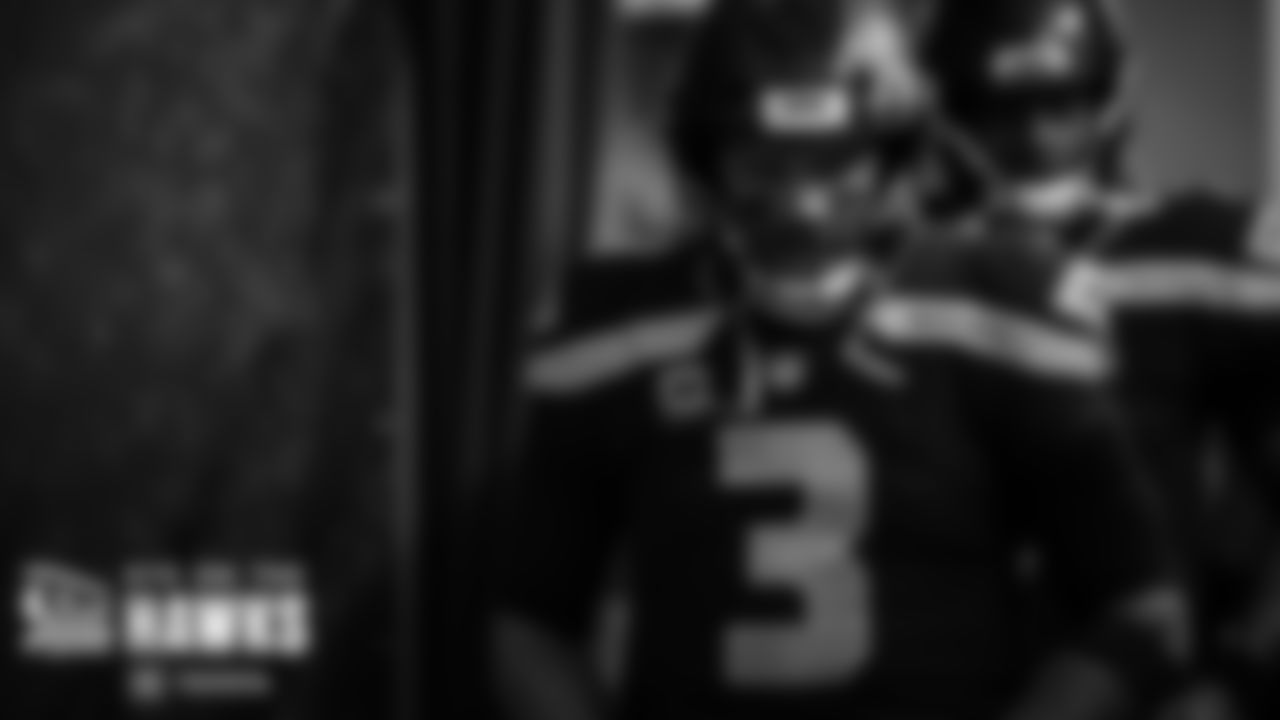 Seahawks quarterback Russell Wilson leaves the locker room for pregame warmups.