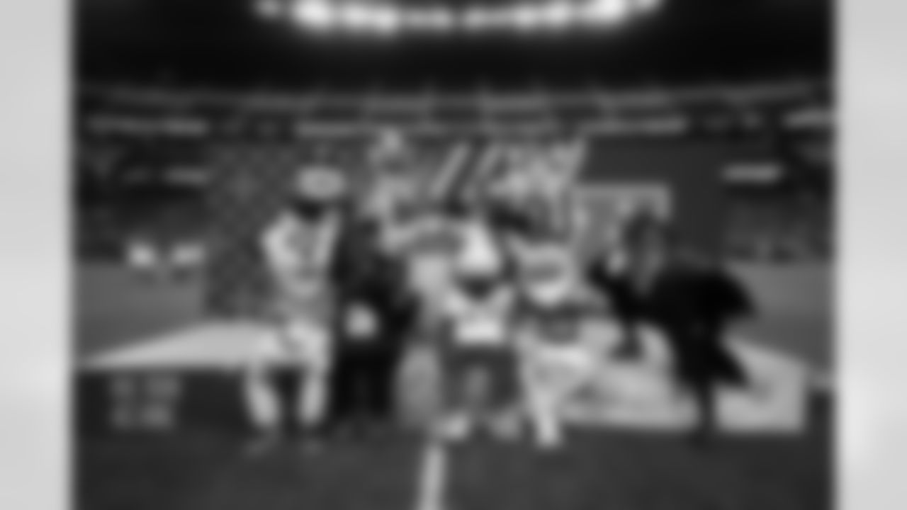 NFL mascots pose for a team photo after the 2022 Pro Bowl game on Sunday, February 6, 2022 in Las Vegas, Nevada. (Perry Knotts/NFL)