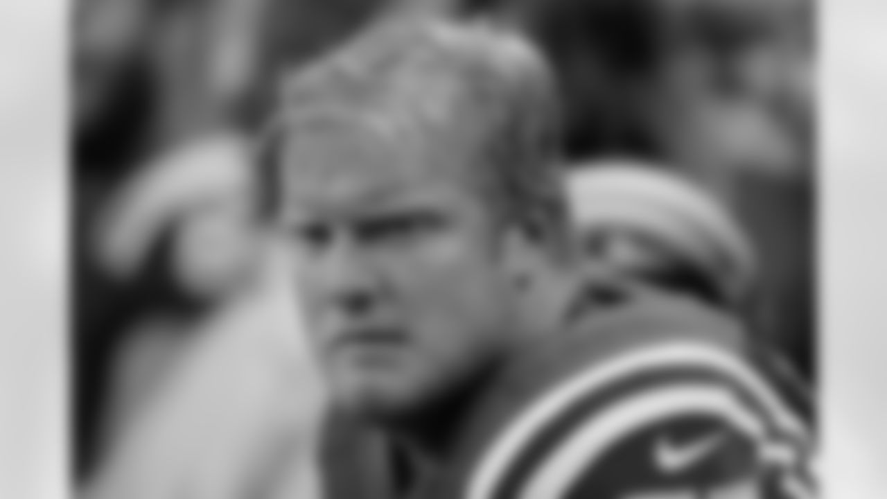 Indianapolis Colts guard Jack Mewhort (75) looks on from the sidelines as he watches the action on the playing field during a week 2 NFL football game against the New York Jets on Monday, September 21, 2015 in Indianapolis. The Jets defeated the Colts 20-7. (Scott Boehm via AP)