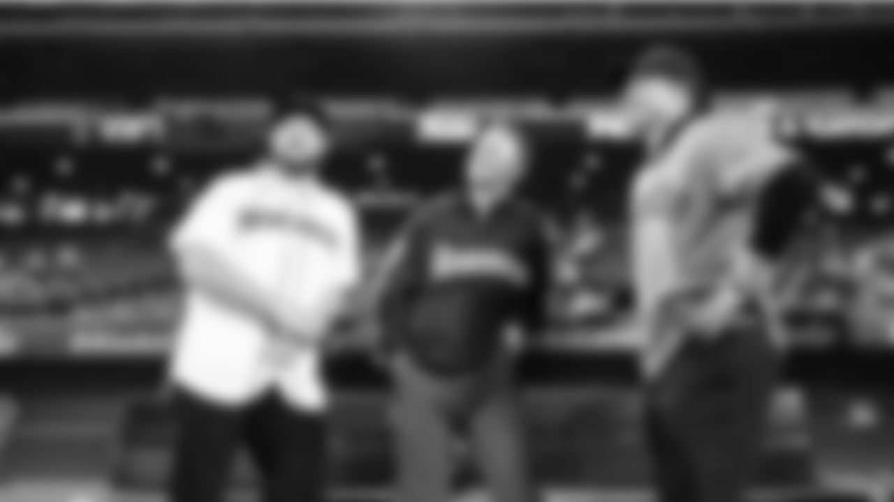 Seattle Seahawks tight end Will Dissly throws out the ceremonial first pitch at the Seattle Mariners game on April 21, 2022 at T-Mobile Park.
