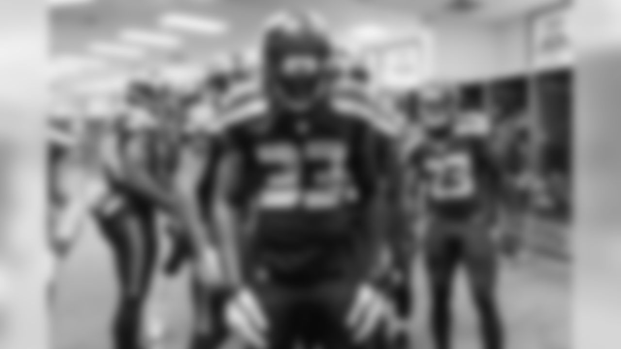 Safety Kelcie McCray prepares to take the field with the rest of the defensive backfield.