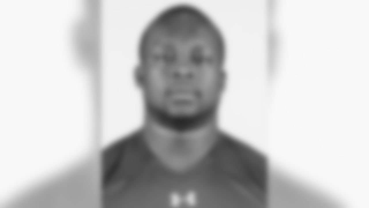 Boise State offensive lineman Rees Odhiambo poses for a headshot during the 2016 NFL Scouting Combine at Lucas Oil Stadium on Wednesday, Feb. 24, 2016 in Indianapolis. (Ben Liebenberg via AP)