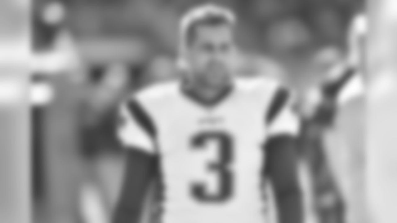 New England Patriots' Stephen Gostkowski (3) reacts on the bench during an NFL football game against the Cleveland Browns, Sunday, Oct. 9, 2016, in Cleveland. New England won 33-13. (AP Photo/David Richard)