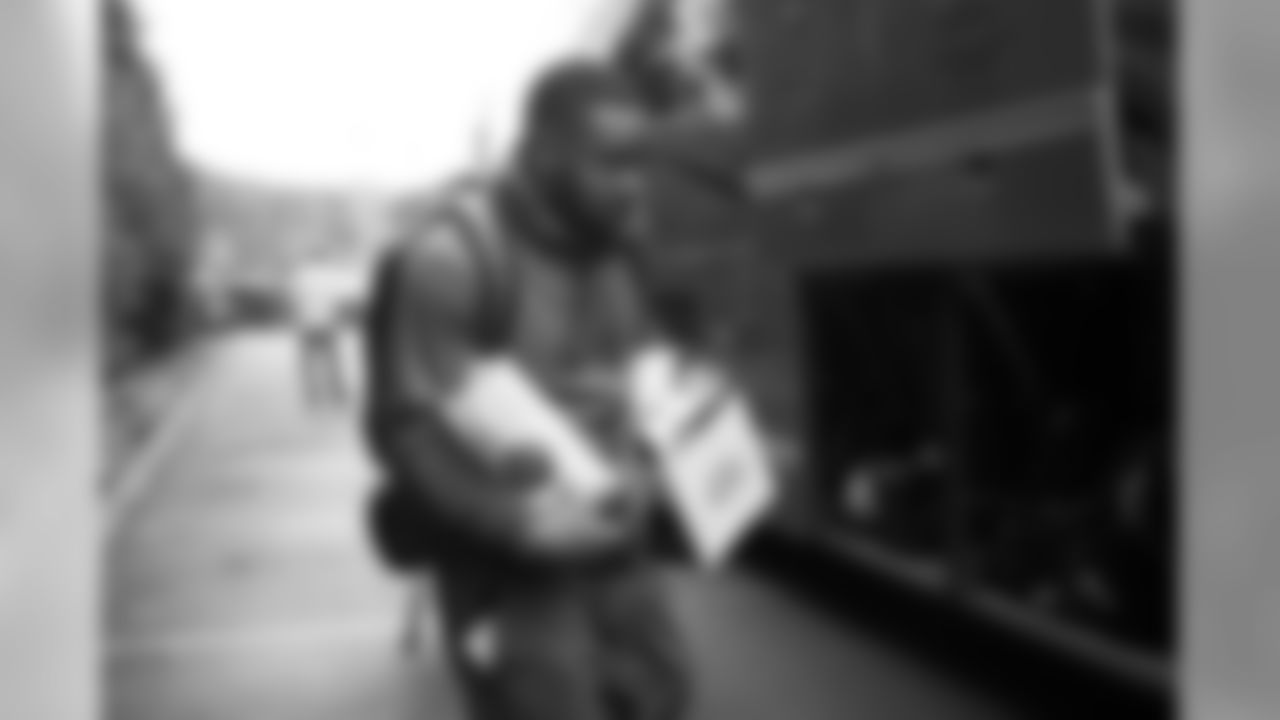 Running back Thomas Rawls makes his first carry of the road trip, hauling snacks for the running back group as the road trip begins.