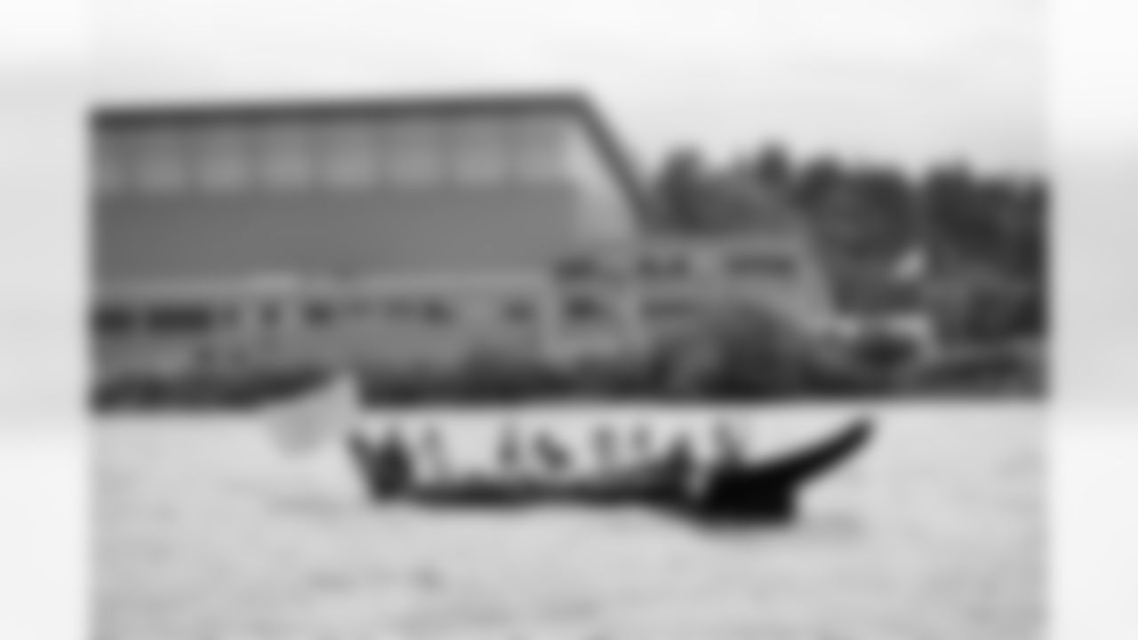Seahawks rookies team up with the Muckleshoot Tribe for canoe rides on Lake Washington on June 13, 2023.
