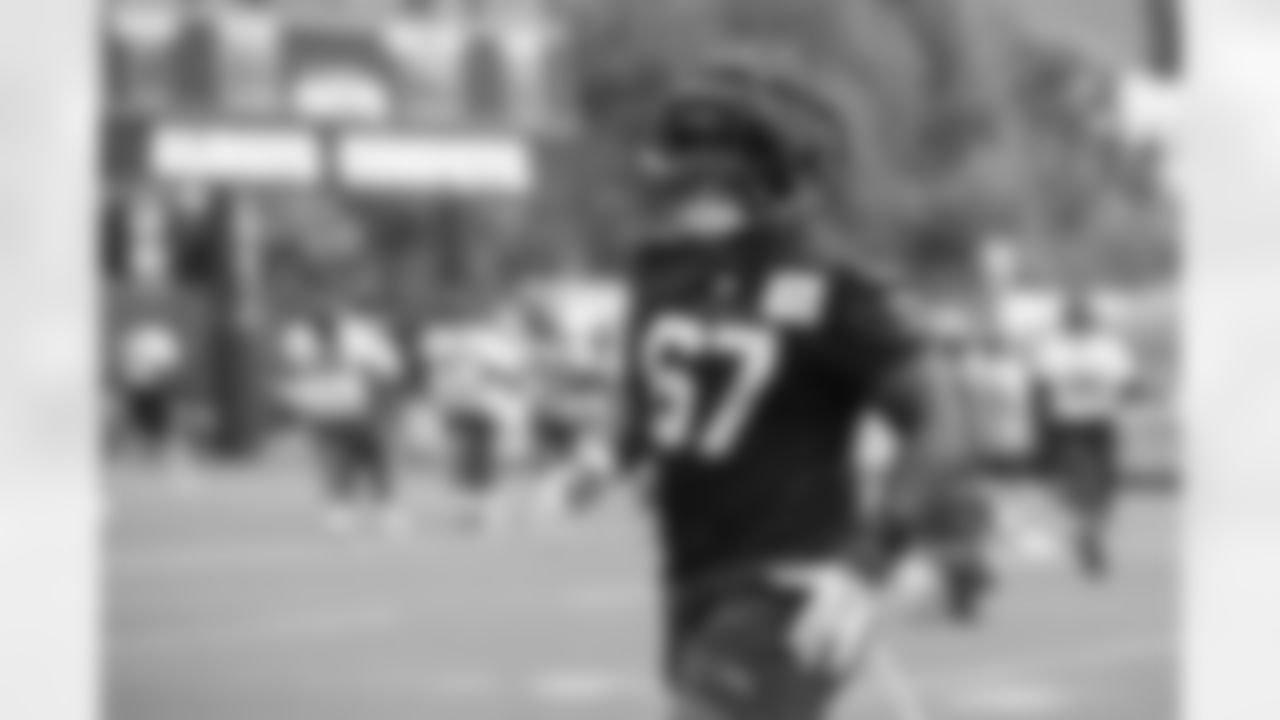 Seahawks tackle Charles Cross (67) participated at practice on August 6, 2023 at the Virginia Mason Athletic Center in Renton, Wash.