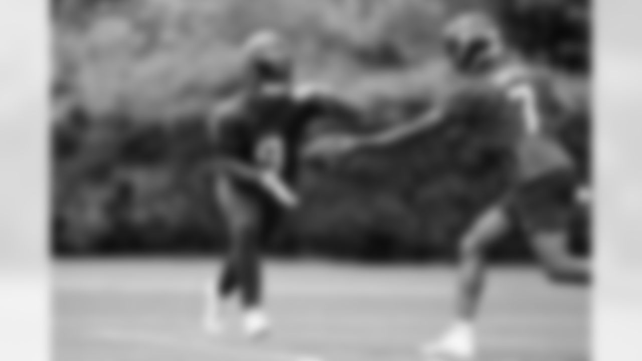 Seahawks players participate in the first OTA of the 2023 offseason on May 22 at the Virginia Mason Athletic Center in Renton, Wash.