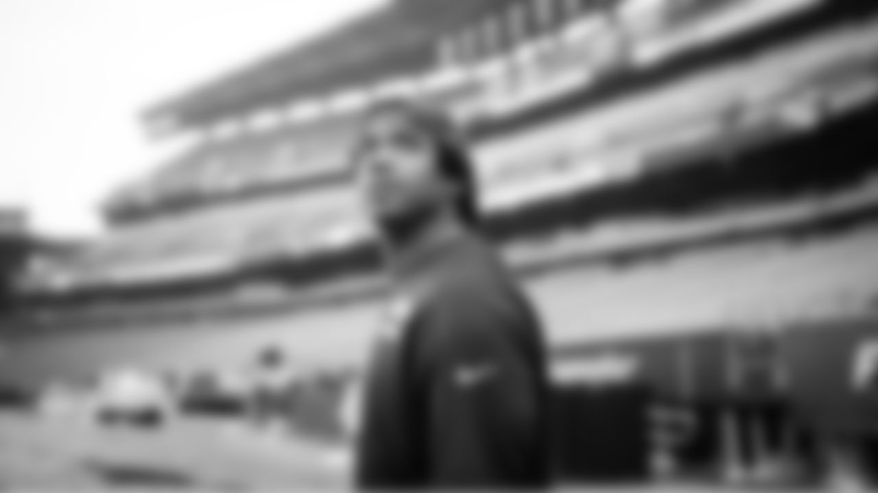Seahawks quarterback Russell Wilson checks out Lincoln Financial Field, site of the wild-card playoff game. Wilson and the team were familiar with the stadium, having played there back in late November.