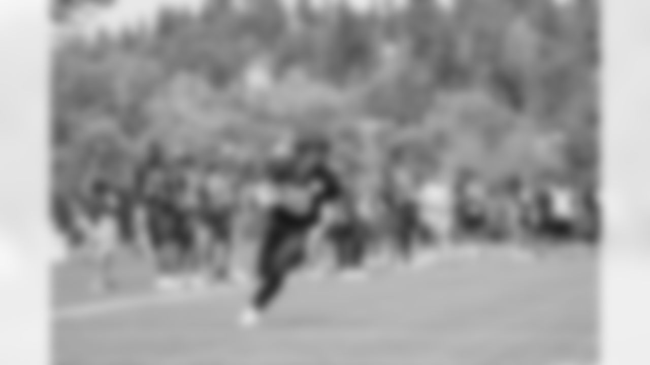 Seahawks tight end Will Dissly (89) participated at practice on August 6, 2023 at the Virginia Mason Athletic Center in Renton, Wash.