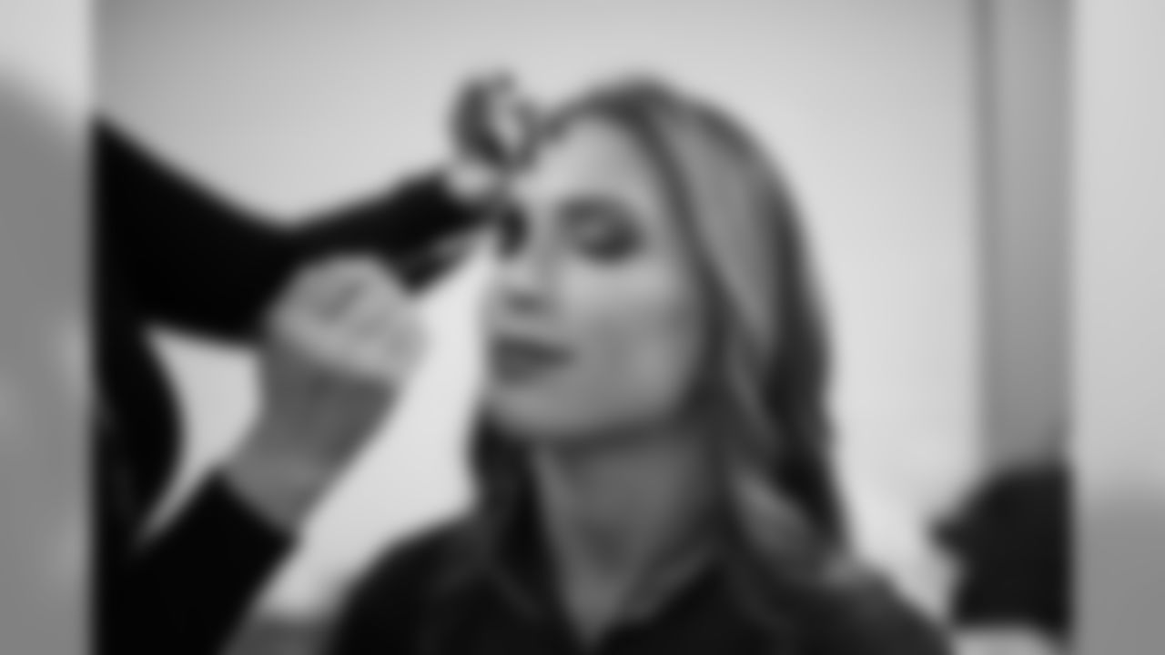 Our sponsors, MAC, doing Bronwyn's makeup for Thursday Night Football.