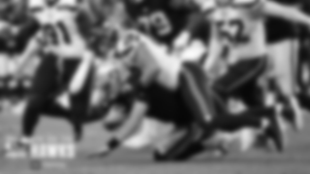 Linebacker Cody Barton sacks Raiders quarterback Nathan Peterman for Barton's second sack of the game.