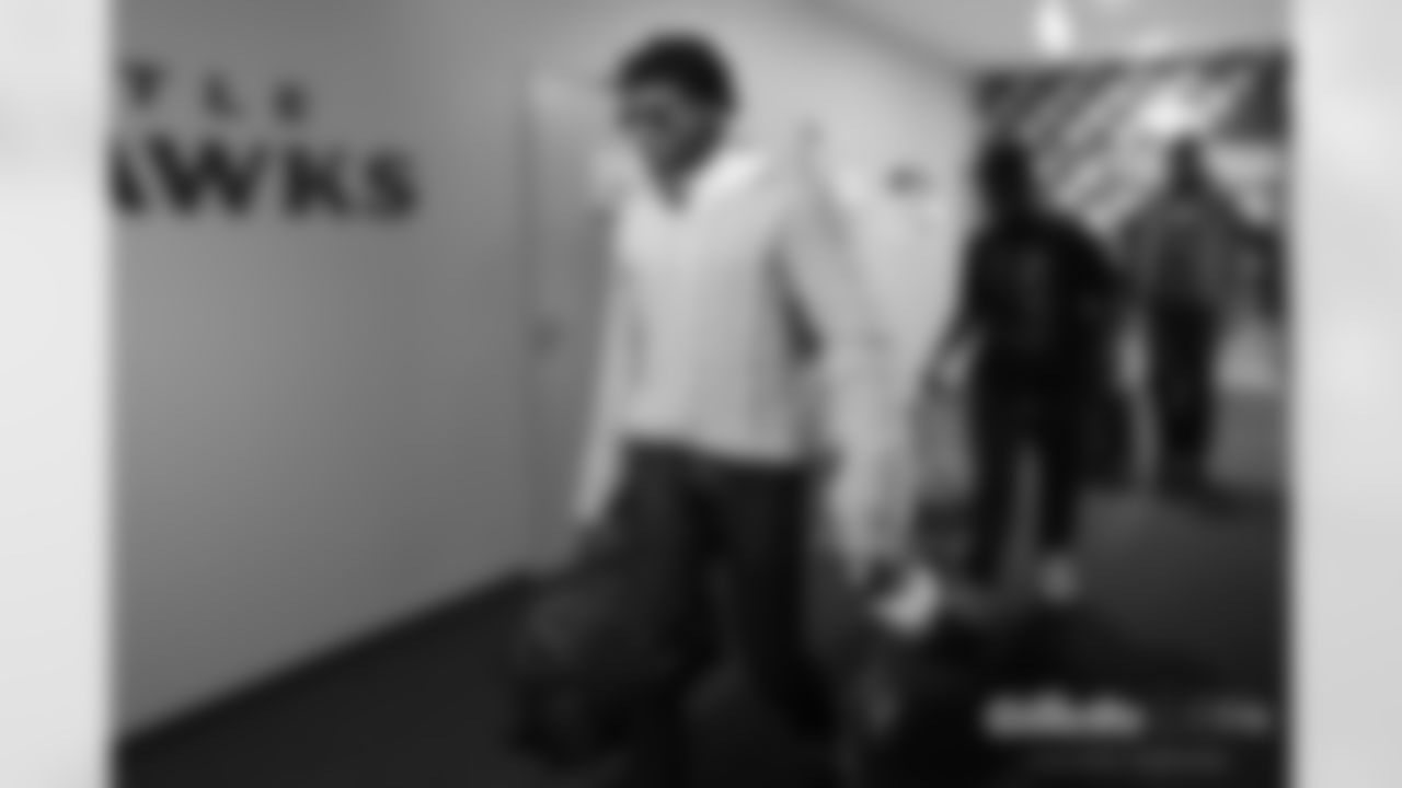 Seahawks players depart for Allianz Arena in Munich, Germany on November 13, 2022.